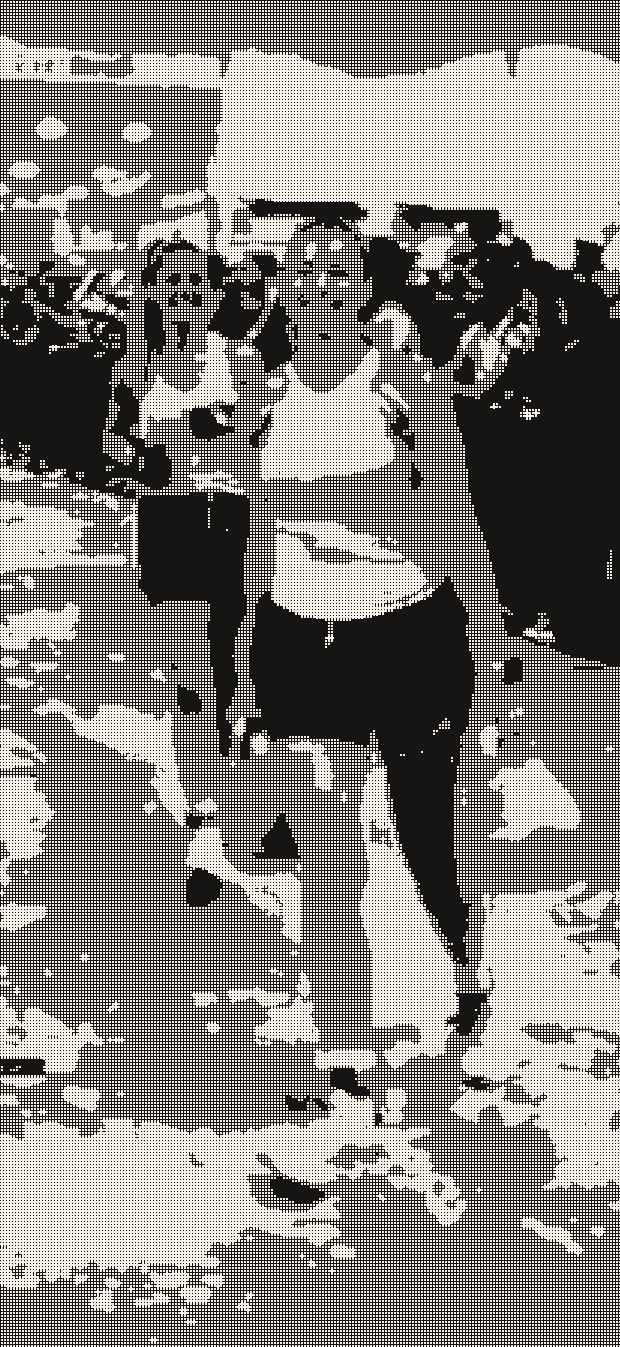 A Hyrox athlete at the race, dithered